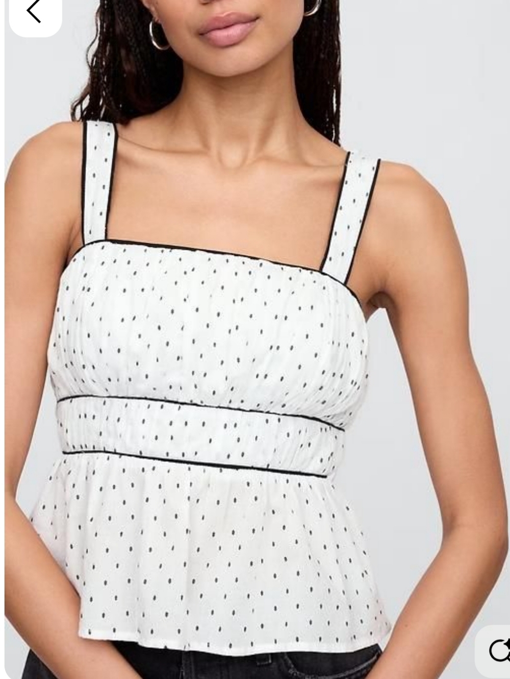 Gap Factory Womens XL Peplum Tank Top White Swiss Dot Smocked NWT Cotton NEW